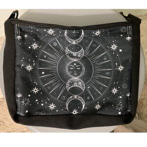 Mystic Shoulder Bag Zippered Purse Adjustable Strap Black Moon Phases